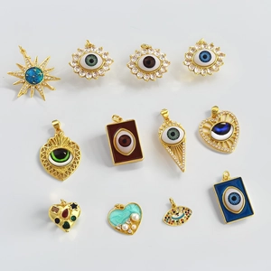 Evil Eye Pendants Copper Gold Plated With Zircon Enamel DIY Jewelry Making Charms For Necklace Bracelet Accessory