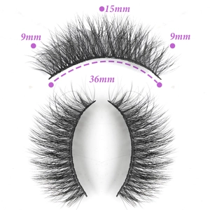 Detailed size chart showing 15mm glue-free false eyelashes with length specifications