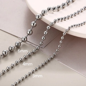 Ball Chain Necklace Stainless Steel 18K Gold Plated Minimalist Fashion Jewelry For Men Women