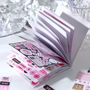 Pink and black retro English deco sticker book for DIY scrapbooking and journaling