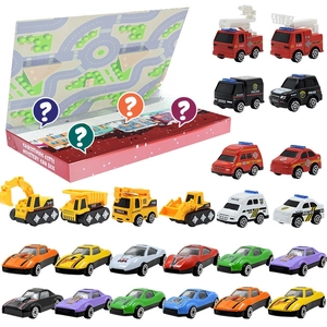 Detailed Christmas countdown advent calendar box with 24 toy cars and a city traffic map