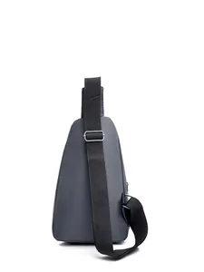 Waterproof charcoal grey oxford chest bag for men featuring adjustable shoulder strap