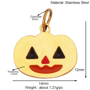 Detailed size chart of stainless steel pumpkin pendant for Halloween jewelry making