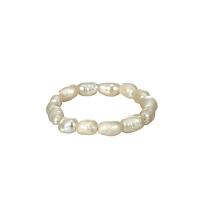 Handmade Baroque natural freshwater pearl beaded ring with luminous white finish
