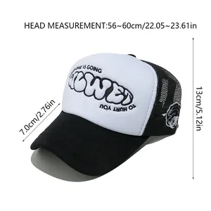 Größentabelle mit Kopfumfang und Höhe für die atmungsaktive Mesh-Trucker-Mütze