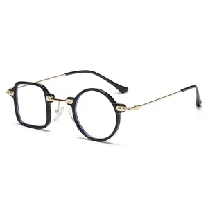 Lunettes de soleil asymétriques TR90 avec montures carrées et rondes noires et dorées