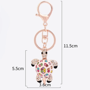 Sparkling crystal sea turtle keychain with gold metal plating for bags and accessories