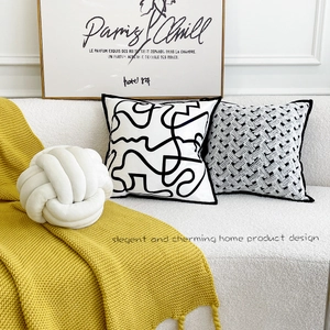 Modern Nordic Velvet Pillowcase Abstract Geometric Line Pattern Sofa Cushion Cover For Living Room Bedroom Home Decor