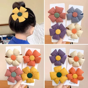 Flower Hair Ties Fabric Sunflower Ponytail Holder Elastic Hair Bands Cute Sweet Headwear Accessories For Kids Girls Toddlers