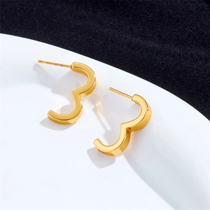 Minimalist gold titanium steel geometric stud earrings with polished finish for women