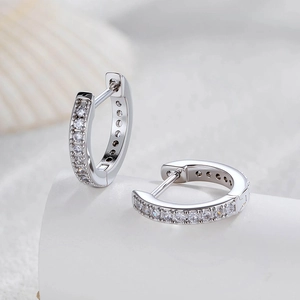 Minimalist Huggie Hoop Earrings Copper Cubic Zirconia Inlaid Tiny Round Geometric Jewelry For Women Fashion Commute