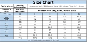 Detailed size chart for loose fit women's jacket showing measurements in centimeters