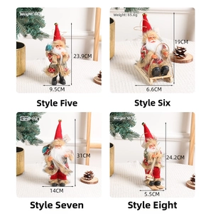 Detail view of 4 styles of Santa Claus ornaments with dimensions and weight data