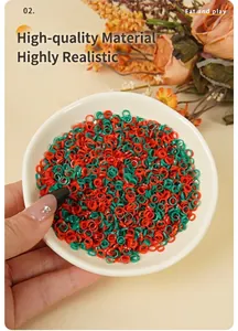 Miniature PVC chili rings and scallion slices for DIY food crafts in a white bowl