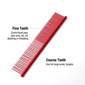 Pet Grooming Combs Stainless Steel Sparse And Dense Teeth For Dogs Cats Detangling Deshedding Tool Rounded Tips Colorful Coating