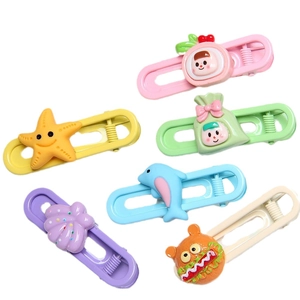 Set of 6cm colorful U-shaped glossy hair clips with cute cartoon resin decorations