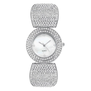 Orologio Quarzo Donna Lega Strass Quadrante Conchiglia Lusso Moda Elegante Signora Orologio Polso Gioielli Accessorio