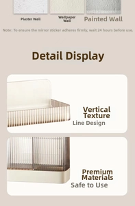 Macro detail of wall-mounted kitchen rack showing vertical stripe texture on various walls