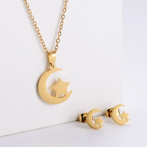 Jewelry Necklace And Earrings 316 Stainless Steel 18K Gold Plated Star Moon Minimalist Fashion Accessories For Women