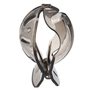 Close-up of translucent grey sphere-shaped hair claw clip with metal spring detail