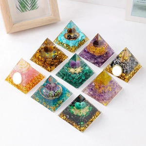 Orgone Energy Pyramid set with Life Tree and crystal stones for car and home decor