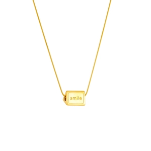 Minimalist Smile Engraved Triangular Prism Pendant Necklace Titanium Steel Gold Plated Snake Chain Fashion Jewelry For Women