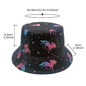 Cappello da pescatore con unicorno e stelle, guida alle taglie per circonferenza 56-58cm