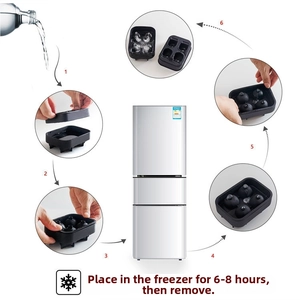 Silikon Eiswürfelform Detailansicht mit Schritt-für-Schritt Anleitung und 4er Design.