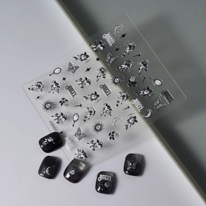 Barock-Nagelsticker mit Engel-Flügeln und dunklem Gothic-Design für Maniküre