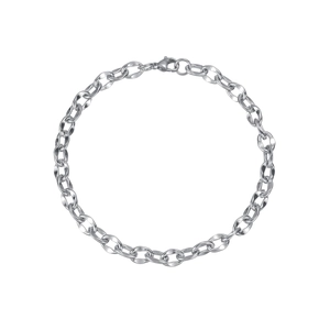 Classico bracciale da uomo a catena cubana in acciaio inossidabile argento con moschettone