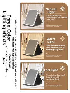 Three-color LED vanity mirror showing cold, natural and warm light settings