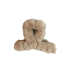 Elegant light brown plush cloud-shaped hair claw clip for women stylish hair accessories