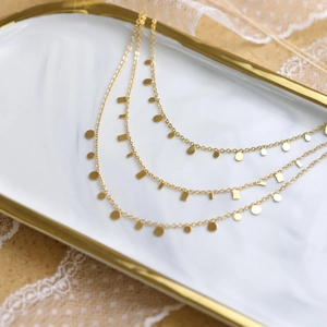 Minimalist Titanium Steel Necklace With Water Drop Round Square Metal Charms For Women Gold Plated Jewelry