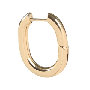 Minimalist U-shaped polished stainless steel hoop earrings with a gold finish for women