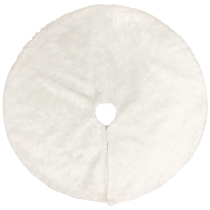 Classic snow white long plush Christmas tree skirt for holiday window display and decor
