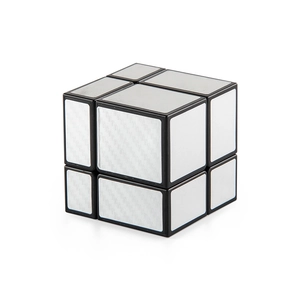 2x2 Mirror Cube puzzle toy with brushed silver texture and sleek black frame design