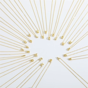 Minimalist gold 26 English letters pendant necklace set with polished link chains