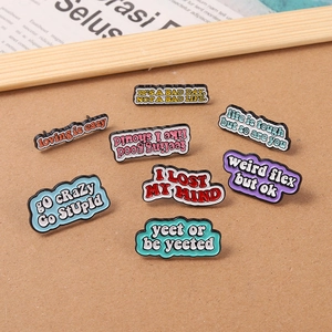 Colorful enamel pins with creative English quotes for backpacks and student accessories