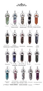 Detailed assortment of 20 varieties of hexagonal crystal quartz point pendants