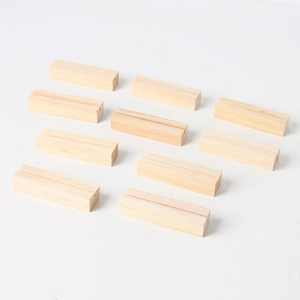 Set of 10 rectangular wooden card holders for desktop calendars and photo displays