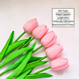 Single stem of 33cm light pink mini tulip artificial flower with 10g weight