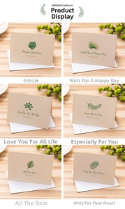 Detailed grid of botanical greeting cards with elegant leaf designs and white envelopes