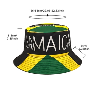 Chapeau bob réversible avec motif drapeau Jamaïque en noir jaune vert pour adultes