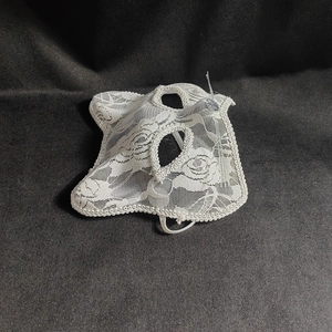 White lace cat mask with elegant floral hollow patterns for Halloween party and cosplay