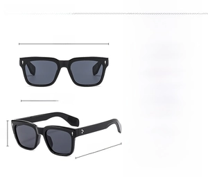 Technical size chart for ZN3831 retro square sunglasses showing frame dimensions and weight