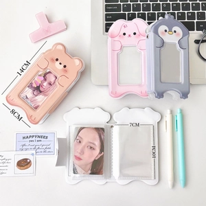 Cute cartoon animal card holder for photocard storage in bear, rabbit, and penguin shapes