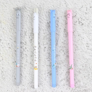 Detail view of colorful cartoon animal caps on multi-functional non-sharpening pencils