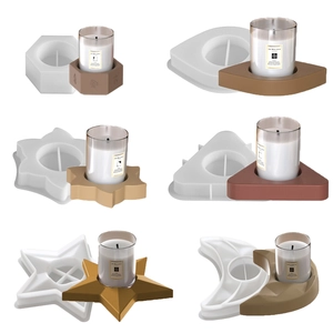 Geometric Silicone Mold For Candle Holder DIY Resin Epoxy Plaster Craft Candlestick Base Moon Star Hexagon Shapes