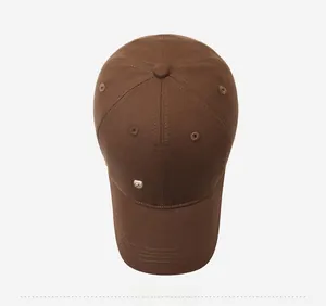 Top view of brown cotton baseball cap with white 3D Relax embroidery details