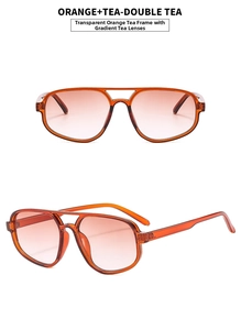 Close-up of orange tea double beam aviator sunglasses with gradient lenses